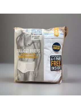 JC Penney Stafford XXL 44-47 Full Cut White Briefs 7 Pack VTG Underwear NWT